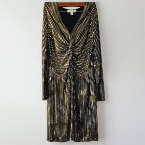 Michael Kors shimmery gold and black long sleeve cocktail dress size XL